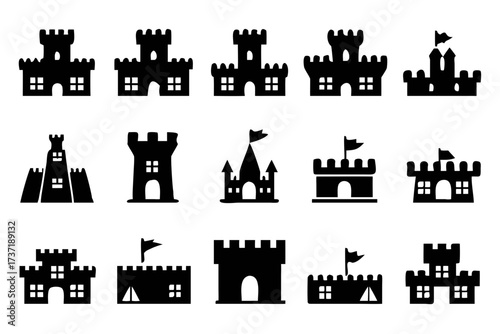 Collection of castle silhouettes for design use
