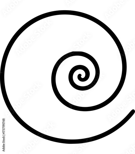 Vector spiral line curling outward in smooth motion,  infinity, growth, cycle, and natural flow.