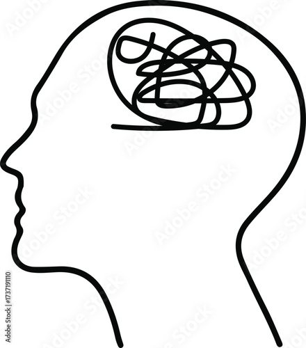 Illustration of the Anxiety icon symbol. Stress frustrated icon. Mental Health.