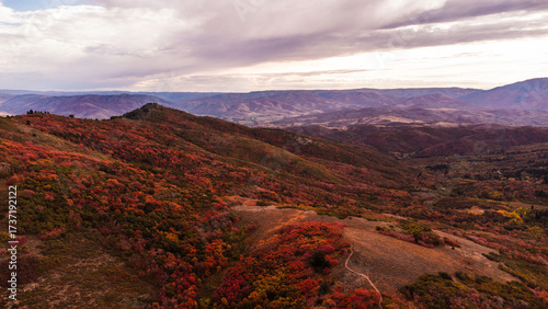 Aerial Breathtaking Fall Autumn Hiking Views of Snowbasin Resort Ogden Morgan Utah Mountains