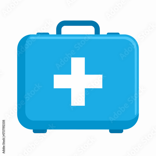 Compact blue first aid kit icon with a distinct white cross emblem, symbolizing essential medical assistance, health protection, and emergency preparedness for immediate care and safety