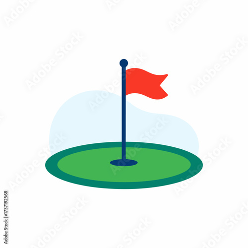 Golf Flag on the Green Vibrant Icon for Sports and Recreation, Miniature Golf, and Miniature Courses
