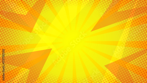 pop art yellow gradient abstract background. yellow comic sunburst effect background with halftone and overlay texture background. Suitable for templates, sales banners, events, ads, web, and page.