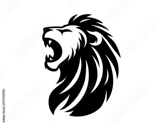 roaring lion head logo icon, vector illustration
