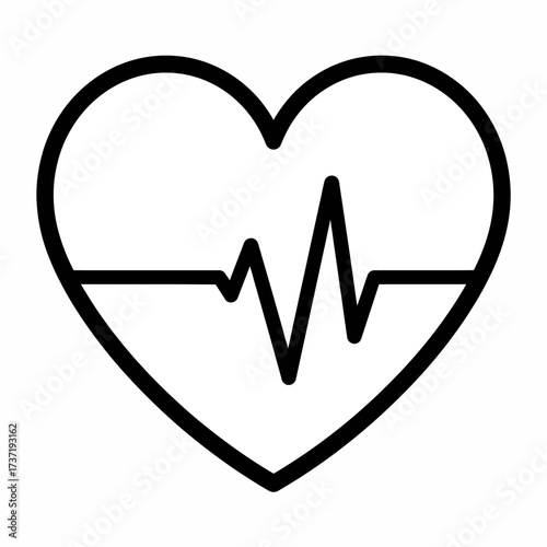 Abstract heart shape with a cardiogram line inside, representing health and vital signs monitoring