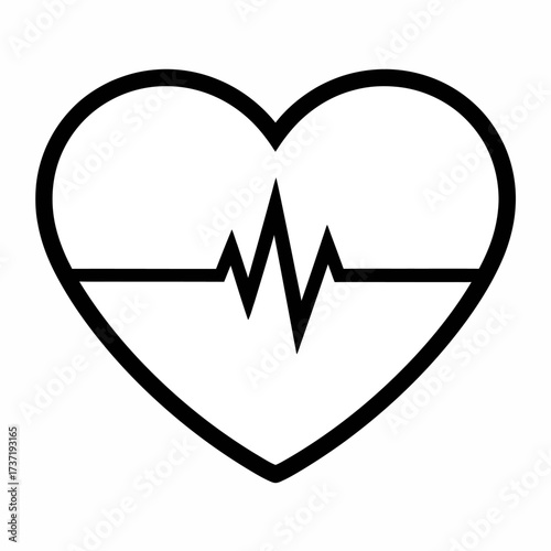 Heartbeat pulse line within a heart outline representing health and medical care