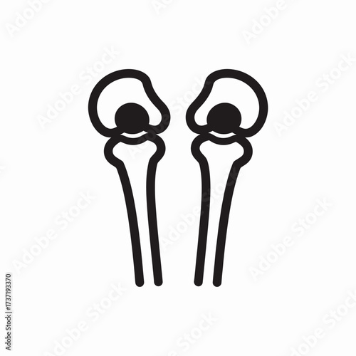 Simple line icon of human knee joints, illustrating bone anatomy for medical and health concepts