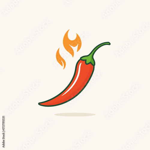 Spicy Red Chili Pepper Icon with Flames A Vector Illustration for Food and Cuisine Designs