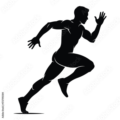 Dynamic silhouette of a sprinter in full stride capturing athletic motion and speed silhouette