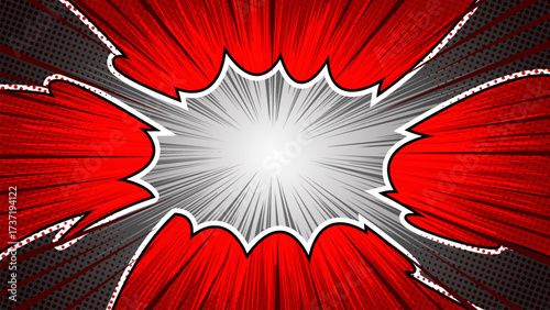 Pop art red black comics book cartoon magazine cover. Cartoon funny retro pattern. halftone illustration. Vintage backdrop for comic superhero text, speech bubble, message.