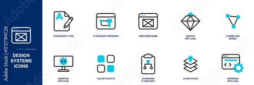 Design Systems Blue Colored Outline Icon Set