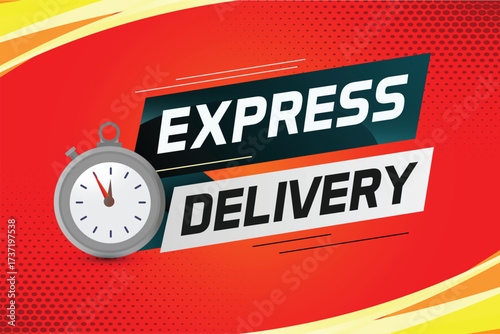 Express delivery word concept vector illustration with stopwatch style for use landing page, template, ui, web, mobile app, poster, banner, flyer, background, gift card, coupon, label
