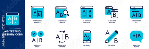 A B Testing (Design) Blue Colored Outline Icon Set
