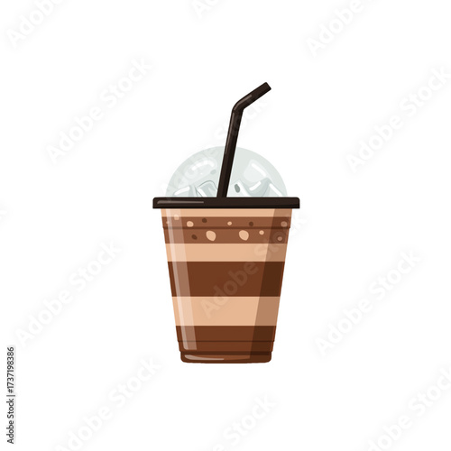 flat 2D icon vector illustrator of iced coffee
