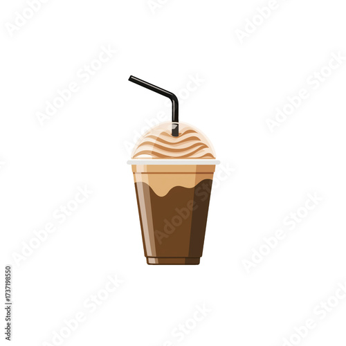 flat 2D icon vector illustrator of iced coffee