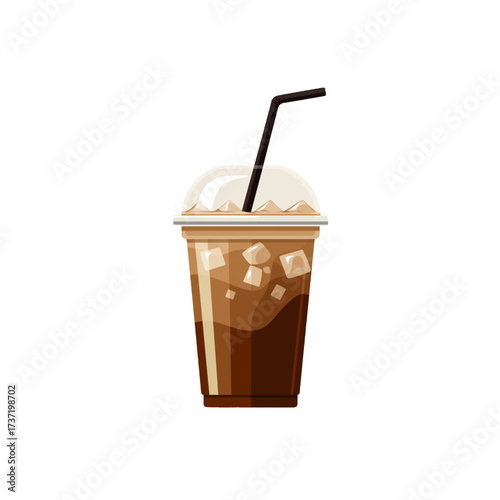 flat 2D icon vector illustrator of iced coffee