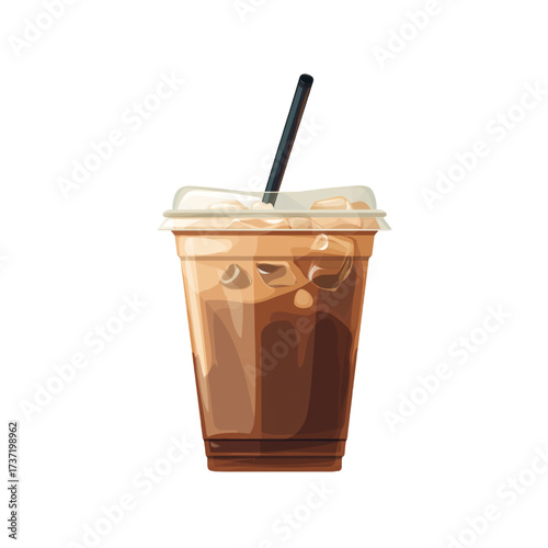 flat 2D icon vector illustrator of iced coffee