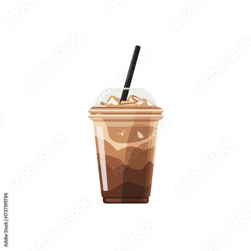 flat 2D icon vector illustrator of iced coffee