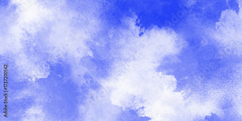 Abstract white and blue isolated cloud cumulus clouds. blue aquarelle painted realistic fog or mist smoky textured canvas design. White and ash messy wall stucco texture background.	