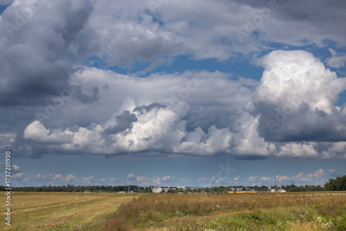 A fabulously beautiful and unusually bright sky with white clouds