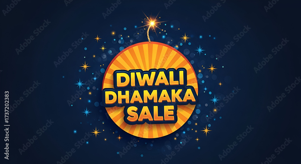 Naklejka premium Diwali Dhamaka Sale Logo design. Festive offer deal discount on red background.