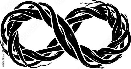 Infinity Sign Crafted from Dark, Twisted Branches - A Symbolic Illustration