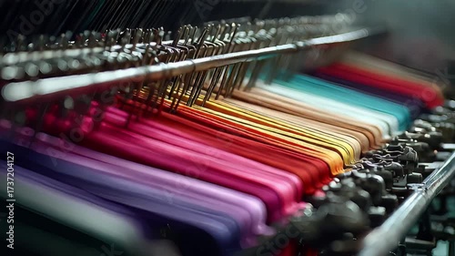 Colorful Yarns on Loom: Textile Manufacturing Process and Vibrant Industry Showcase