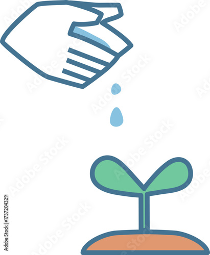 水やりをする手と植物のアイコン
