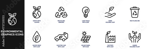 Environmental Graphics Line Icon Set
