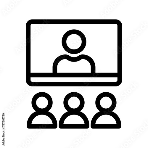 Video Conference Presentation Line Icon of Presentation Design Icon Set