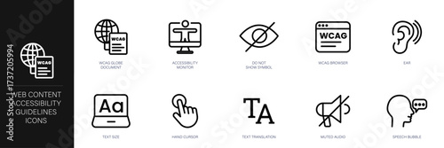 Web Content Accessibility Guidelines Line Icon Set