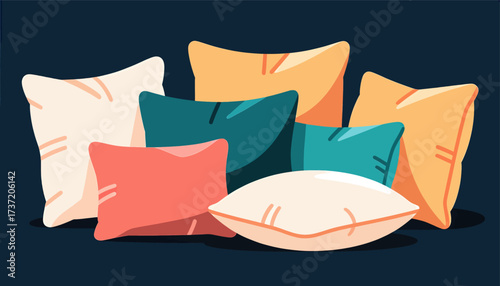 Colorful Throw Pillows on Dark Background