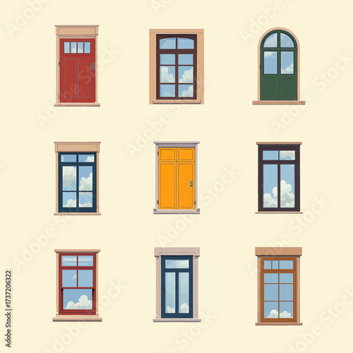 Colorful Windows and Doors in Architectural Styles