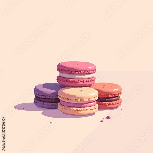 Delightful Macarons in Pastel Shades on Soft Pink Background