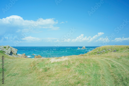 秋晴れの尻屋埼の風景　青森県東通村　9月末