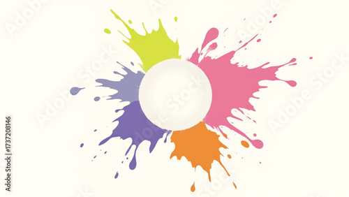 Colorful paint splash on white background. Abstract background with colorful splatter for creative projects. 