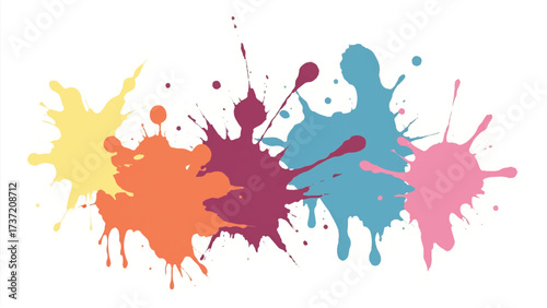 Colorful paint splash on white background. Abstract background with colorful splatter for creative projects. 