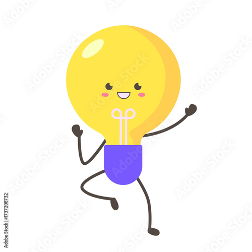 Happy Light Bulb Cartoon Character Dancing