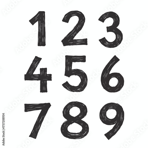 Hand-drawn Numbers in Rustic Style for Creative Projects