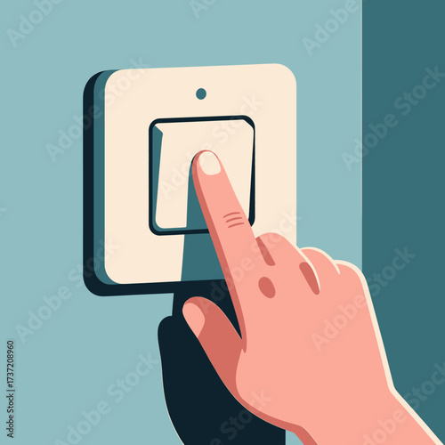 Hand Adjusting Light Switch on Wall