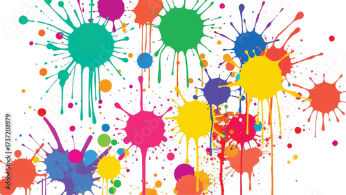 Colorful paint splash on white background. Abstract background with colorful splatter for creative projects. 