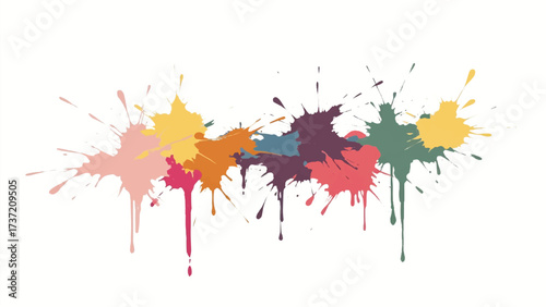 Colorful paint splash on white background. Abstract background with colorful splatter for creative projects. 
