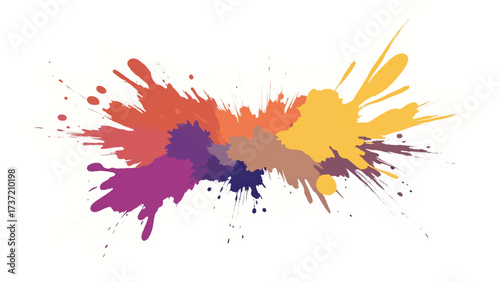 Colorful paint splash on white background. Abstract background with colorful splatter for creative projects. 