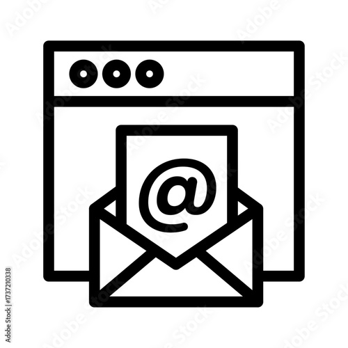 Email in Browser Line Icon of Email Newsletter Design Icon Set