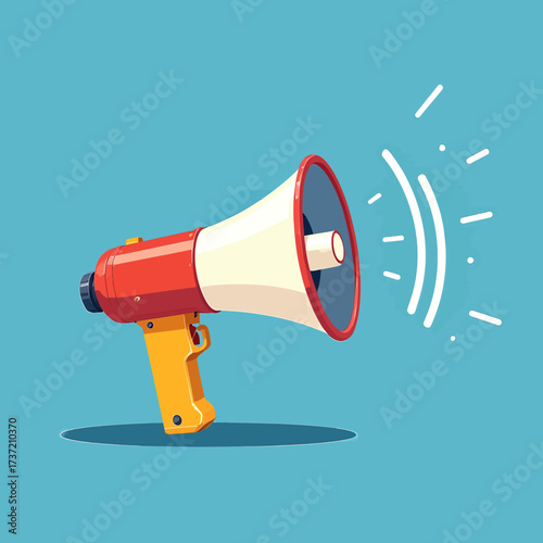 Loudspeaker Announcement on Blue Sky with Sound Waves