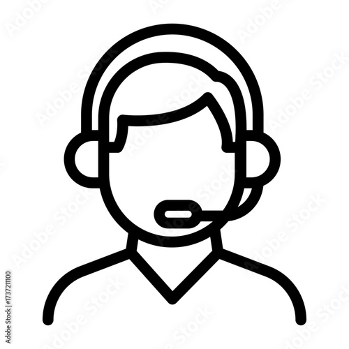 Male Call Agent Line Icon of Call Center Icon Set