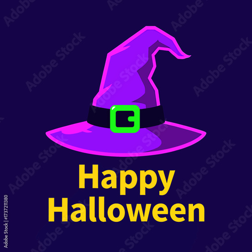 Magical Halloween Witch Hat with Green Buckle