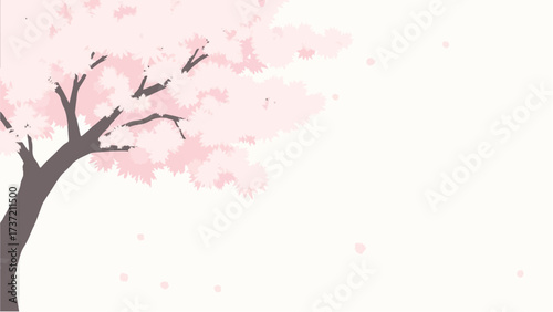 Pink cherry blossom tree in full bloom. Illustration of a cherry blossom tree.