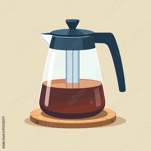Modern Coffee Maker on Wooden Coaster