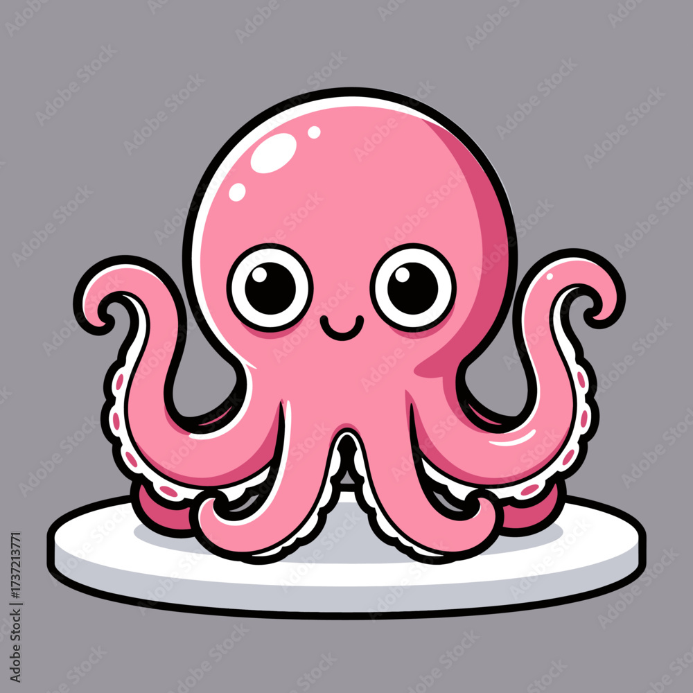 Obraz premium Playful Pink Octopus Cake on White Plate